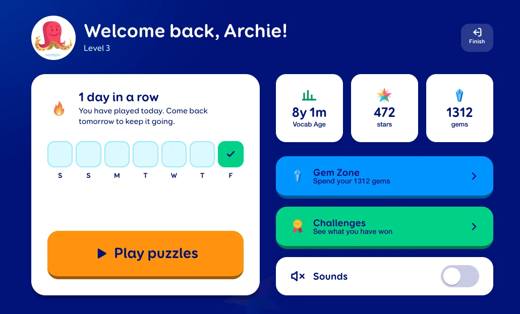 ChatterStars learner dashboard showing personalised practice and progress
